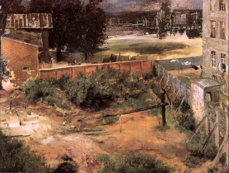 Adolph von Menzel Rear of House and Backyard Sweden oil painting art